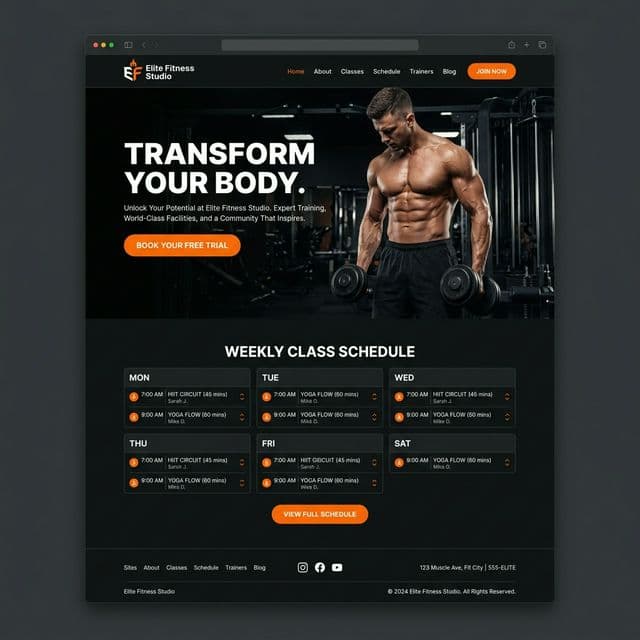 Elite Fitness Studio website by Zenvix Digital