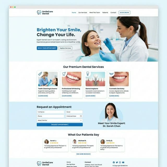 SmileCare Dental website by Zenvix Digital