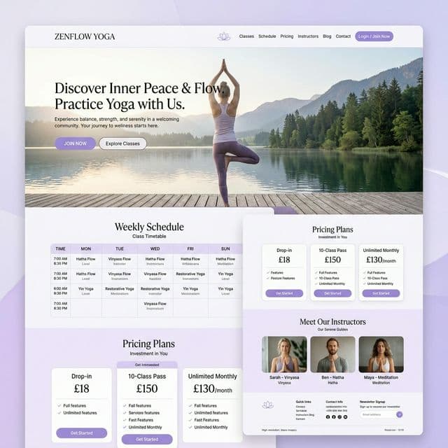 ZenFlow Yoga website by Zenvix Digital